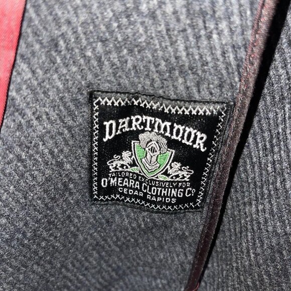 Dartmoor Vintage 50s 60s Mens Trench Coat Size 48 Regular Gray Black Wool Tweed - Picture 4 of 16